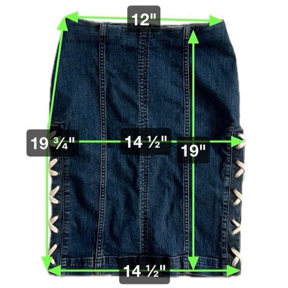 Free People Denim Shoelace Lace Up Pencil Skirt, Size 2 - Picture 4 of 6